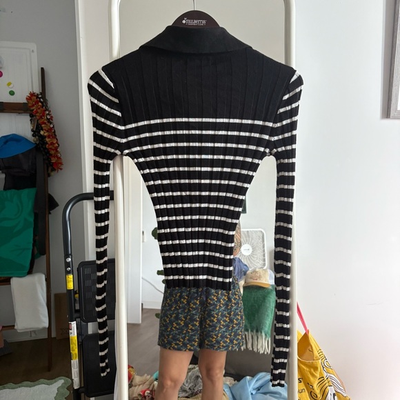 New! Madewell merino wool black and White Striped Long Sleeve Top - Picture 2 of 4